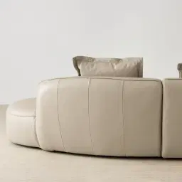 Spencer Milk Coffee Leather 3 Pieces Modular Sofa with Left Arm and Right Terminal