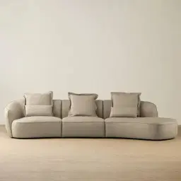 Spencer Milk Coffee Leather 3 Pieces Modular Sofa with Left Arm and Right Terminal