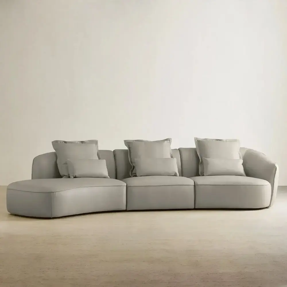 Spencer Milk Coffee Leather 3 Pieces Modular Sofa with Right Arm and Left Terminal