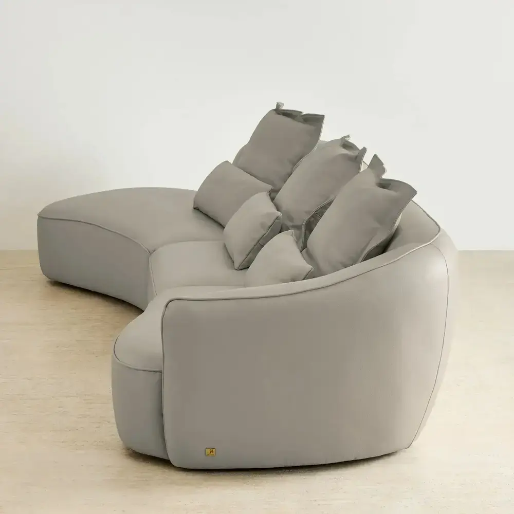 Spencer Milk Coffee Leather 3 Pieces Modular Sofa with Right Arm and Left Terminal