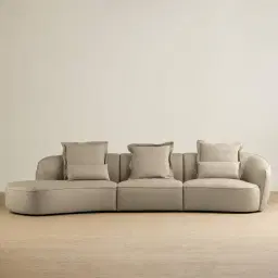 Spencer Milk Coffee Leather 3 Pieces Modular Sofa with Right Arm and Left Terminal