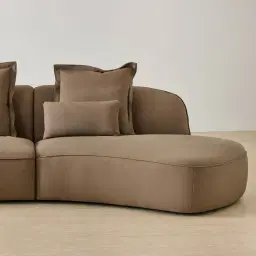 Spencer Coffee Brown Nubuck Leather 3 Pieces Modular Sofa with Left Arm and Right Terminal