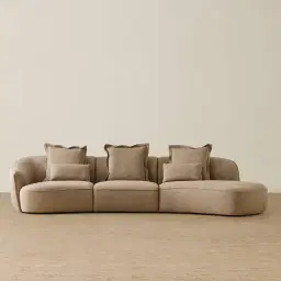 Spencer Coffee Brown Nubuck Leather 3 Pieces Modular Sofa with Left Arm and Right Terminal