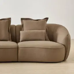 Spencer Coffee Brown Nubuck Leather 3 Pieces Modular Sofa with Right Arm and Left Terminal