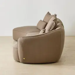 Spencer Coffee Brown Nubuck Leather 3 Pieces Modular Sofa with Right Arm and Left Terminal