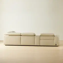 Mathias Oyster Grey Leather 5 Pieces Modular Corner Dual Electric Recliner