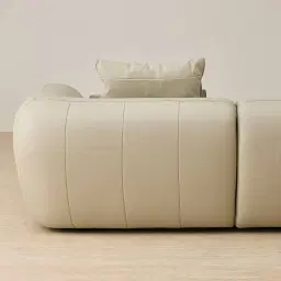 Marvie Champagne Beige Semi Aniline Leather 3 Pieces Modular Sofa