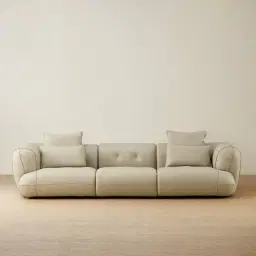 Marvie Champagne Beige Semi Aniline Leather 3 Pieces Modular Sofa