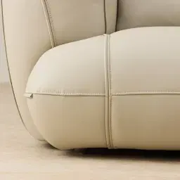 Marvie Champagne Beige Semi Aniline Leather 3 Pieces Modular Sofa