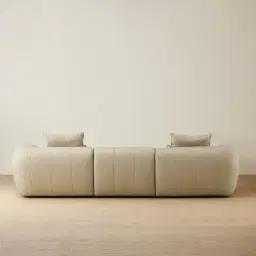 Marvie Champagne Beige Semi Aniline Leather 3 Pieces Modular Sofa