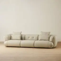 Marvie Champagne Beige Semi Aniline Leather 3 Pieces Modular Sofa