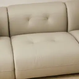 Marvie Champagne Beige Semi Aniline Leather 3 Pieces Modular Sofa