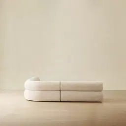 Pebbla Tuscan Sand Fabric Modular Corner Sofa with Left Arm Wide and Right Terminal