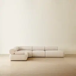 Pebbla Tuscan Sand Fabric Modular Corner Sofa with Left Arm Wide and Right Terminal