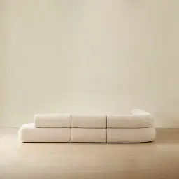 Pebbla Tuscan Sand Fabric Modular Corner Sofa with Left Arm Wide and Right Terminal