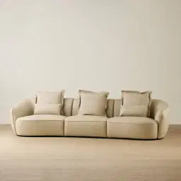 Spencer Almond Cream Leather 3 Pieces Modular Sofa