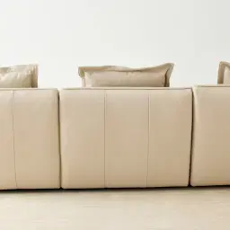 Spencer Almond Cream Leather 3 Pieces Modular Sofa