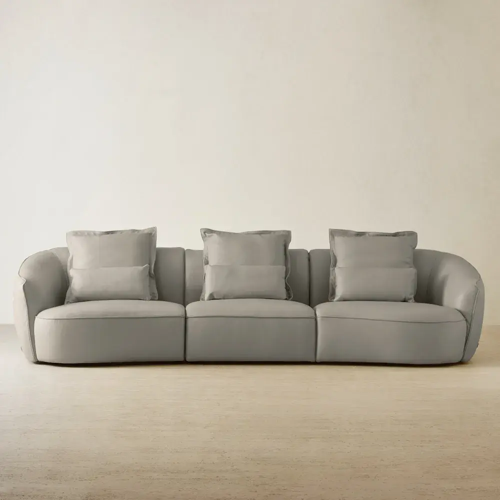 Spencer Milk Coffee Leather 3 Pieces Modular Sofa