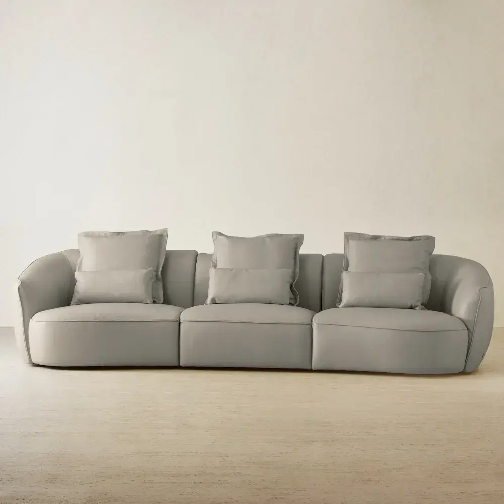 Spencer Milk Coffee Leather 3 Pieces Modular Sofa