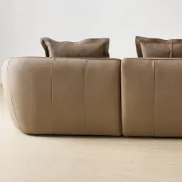 Spencer Coffee Brown Nubuck Leather 3 Pieces Modular Sofa