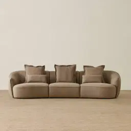 Spencer Coffee Brown Nubuck Leather 3 Pieces Modular Sofa
