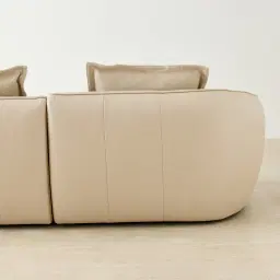 Spencer Almond Cream Leather 2 Pieces Modular Sofa