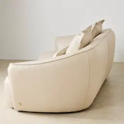 Spencer Almond Cream Leather 2 Pieces Modular Sofa