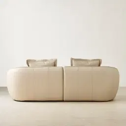 Spencer Almond Cream Leather 2 Pieces Modular Sofa