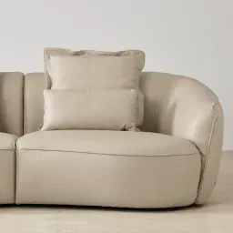 Spencer Milk Coffee Leather 2 Pieces Modular Sofa