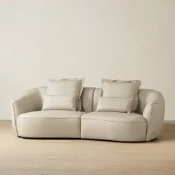 Spencer Milk Coffee Leather 2 Pieces Modular Sofa