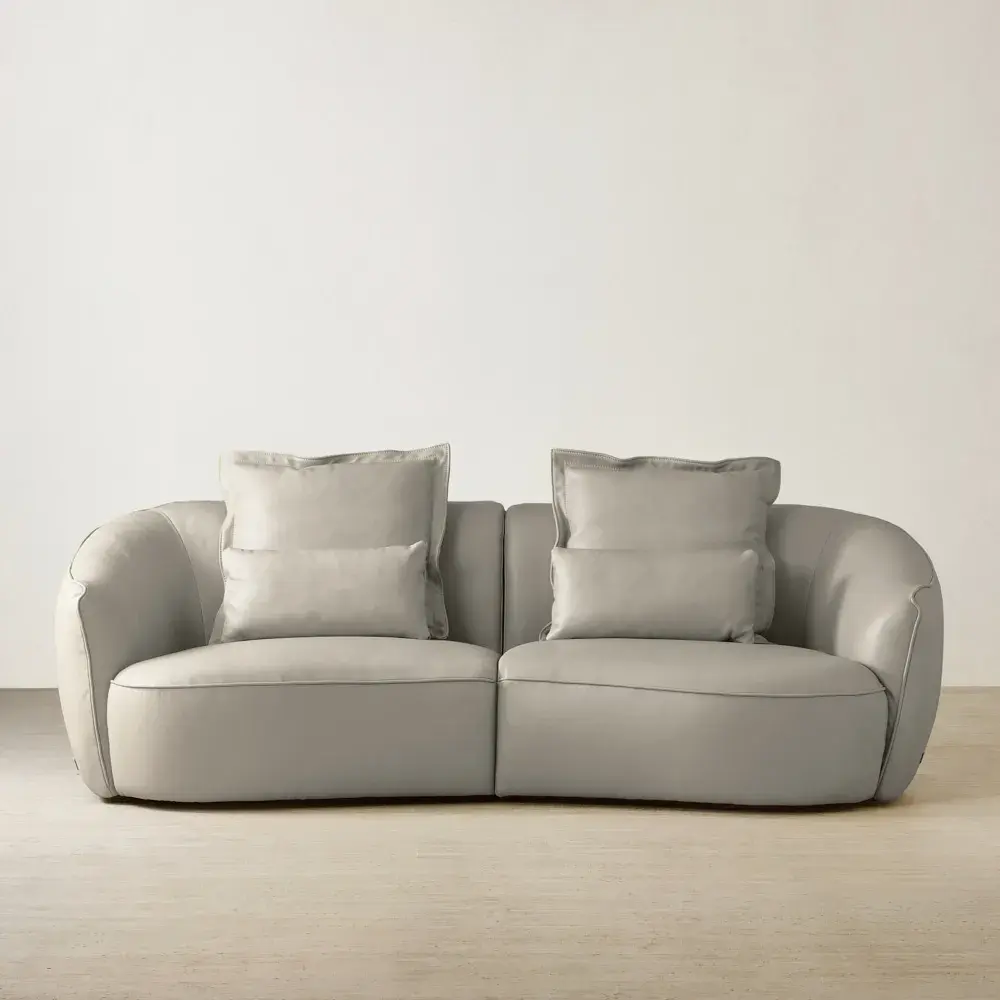 Spencer Milk Coffee Leather 2 Pieces Modular Sofa