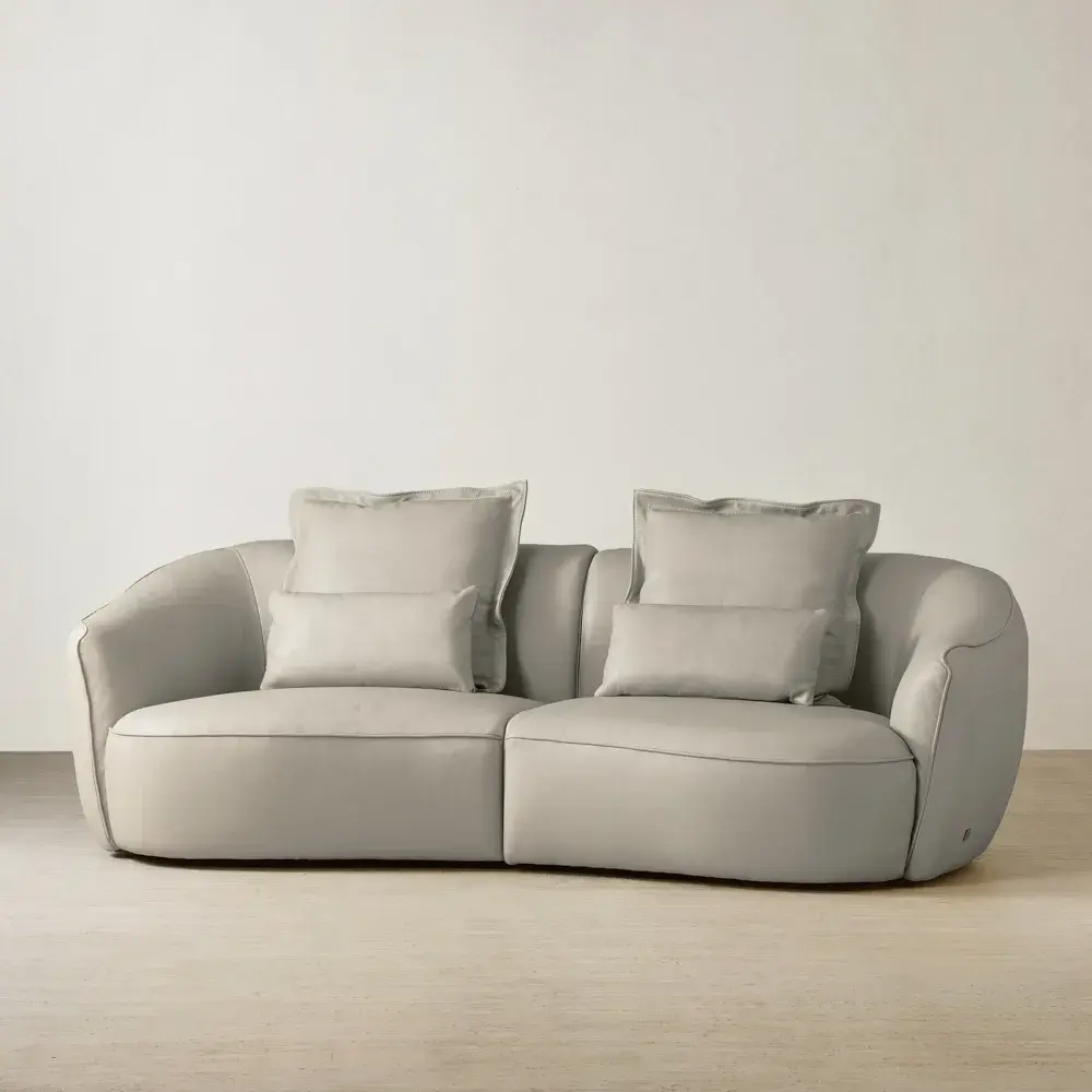 Spencer Milk Coffee Leather 2 Pieces Modular Sofa