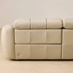 Aranda Champagne Beige Semi Aniline Leather 3 Piece Modular Dual Electric Recliner