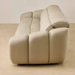 Aranda Champagne Beige Semi Aniline Leather 3 Piece Modular Dual Electric Recliner