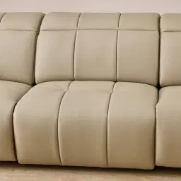 Aranda Champagne Beige Semi Aniline Leather 3 Piece Modular Dual Electric Recliner