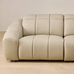 Aranda Champagne Beige Semi Aniline Leather 3 Piece Modular Dual Electric Recliner