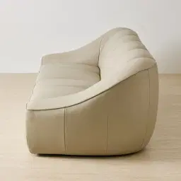 Valeni Oyster Grey Leather 2 Pieces Modular Sofa