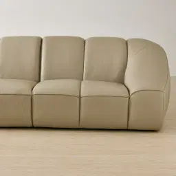 Valeni Oyster Grey Leather 3 Pieces Modular Sofa