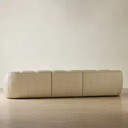 Valeni Oyster Grey Leather 3 Pieces Modular Sofa