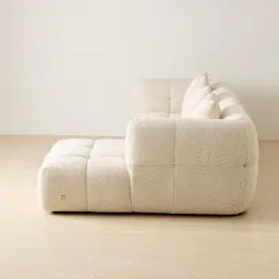 Amity Stone Cream Woven Fabric 3 Pieces Modular Sofa with Left Arm and Right Chaise