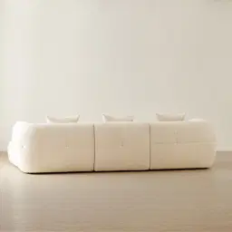 Amity Stone Cream Woven Fabric 3 Pieces Modular Sofa with Left Arm and Right Chaise