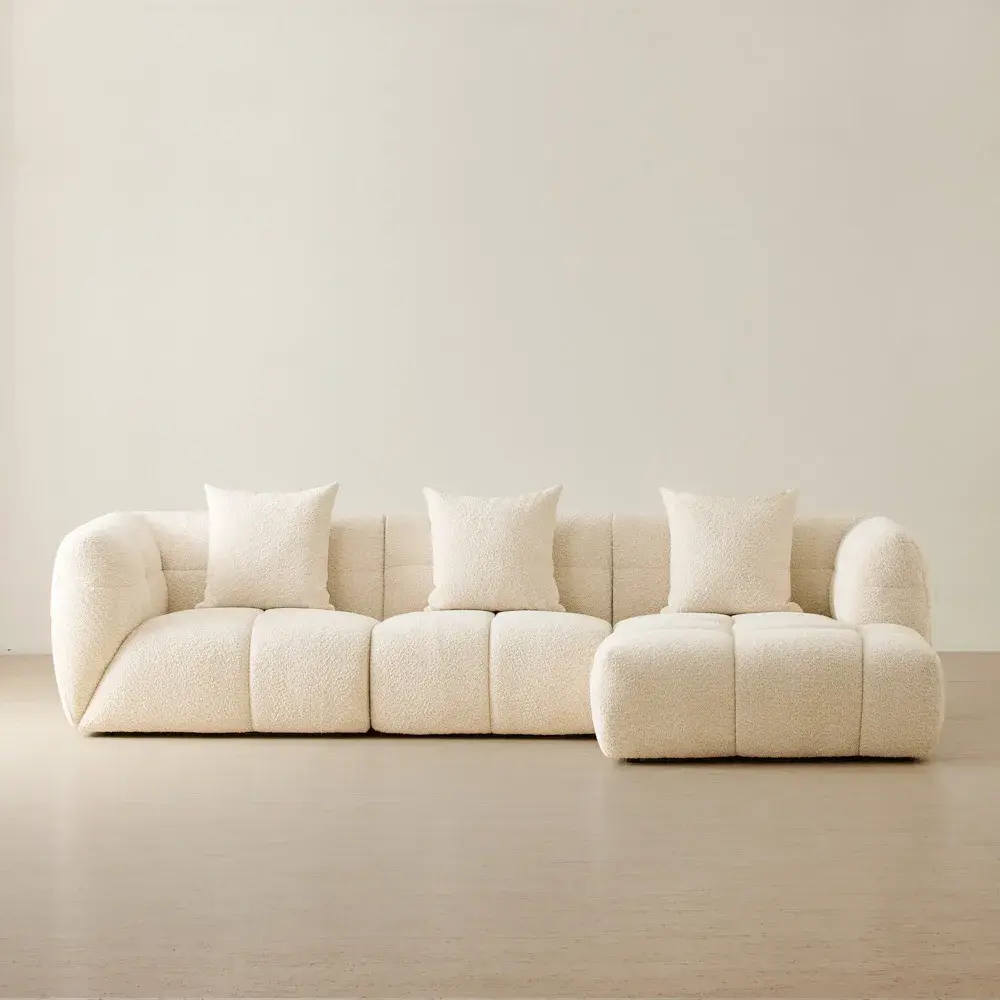 Amity Stone Cream Woven Fabric 3 Pieces Modular Sofa