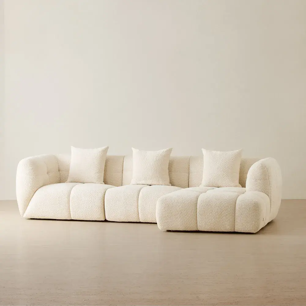 Amity Stone Cream Woven Fabric 3 Pieces Modular Sofa