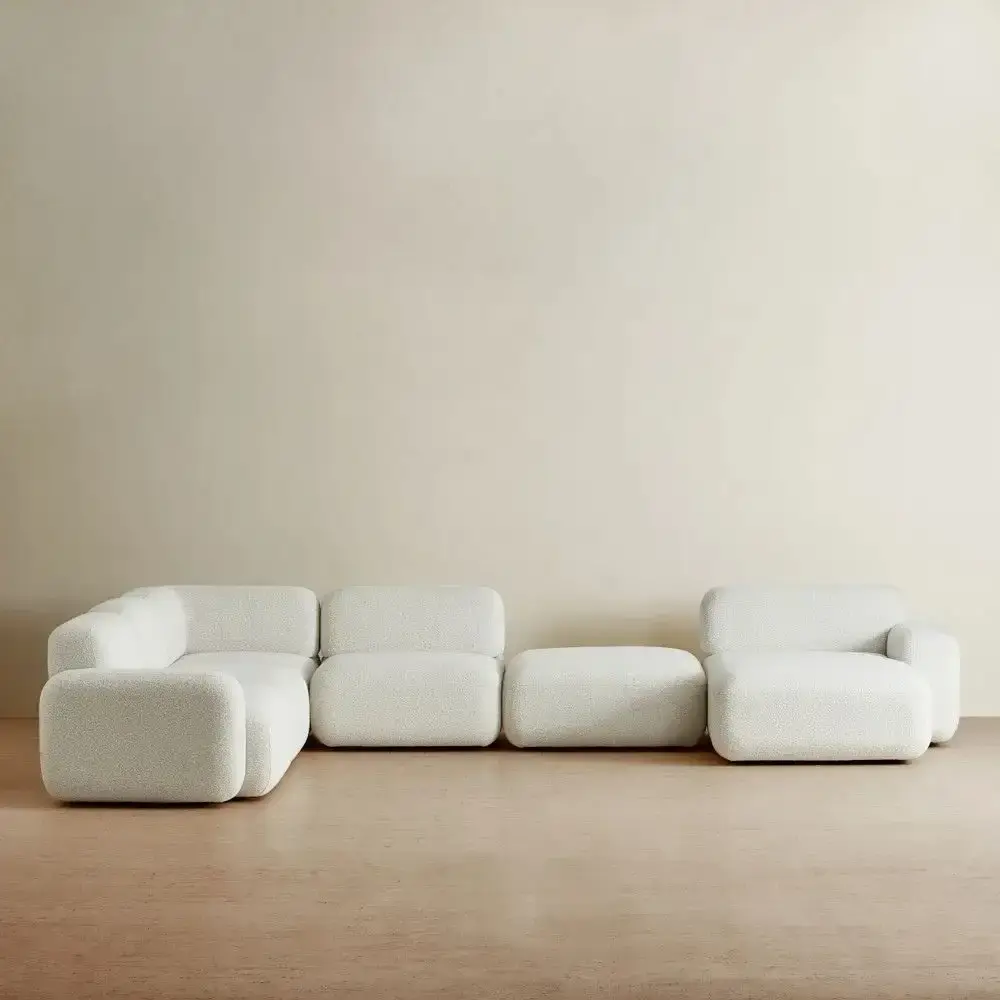 Capri Stone White Modular Corner Sofa - Right Chaise