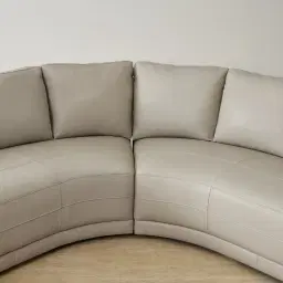 Felicia Cream Leather Curved Corner Sofa