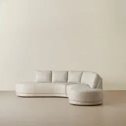 Felicia Cream Leather Curved Corner Sofa