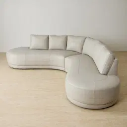 Felicia Cream Leather Curved Corner Sofa