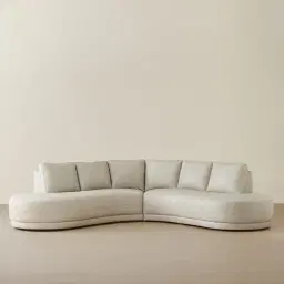 Felicia Cream Leather Curved Corner Sofa