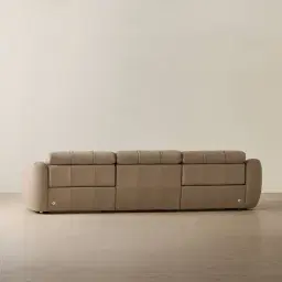 Aranda Coffee Brown Nubuck Leather 3 Piece Modular Dual Electric Recliner