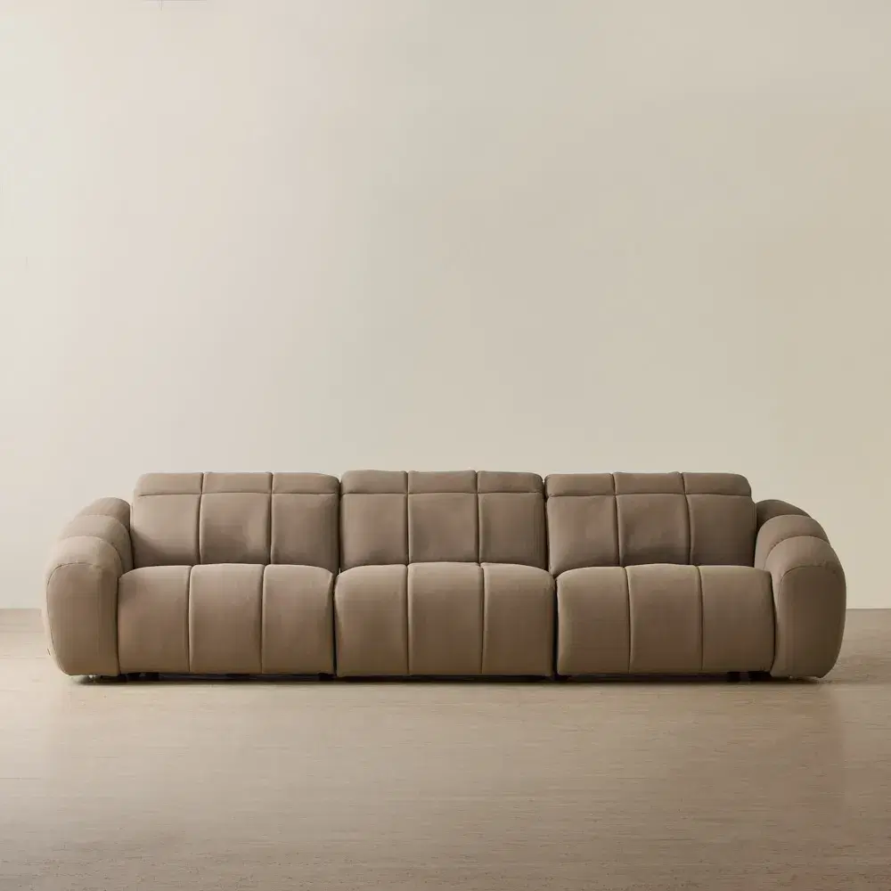 Aranda Coffee Brown Leather 3 Piece Modular Dual Electric Recliner